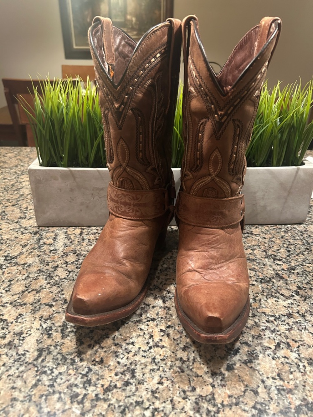 Women's Brown Lace-Up Western Boots - Leather Cowboy Style